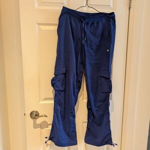 Navy Blue Cargo Drawstring Scrub Pants